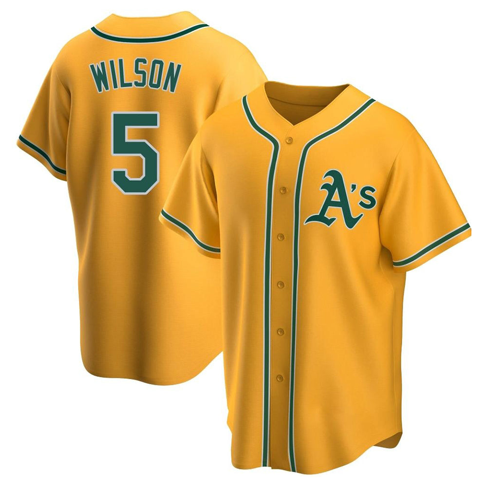 Vanessashop Athletics #5 Jacob Wilson Gold Replica Alternate Stitched Jersey