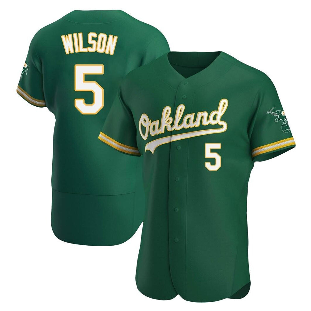 Vanessashop Athletics #5 Jacob Wilson Green Authentic Kelly Alternate Stitched Jersey