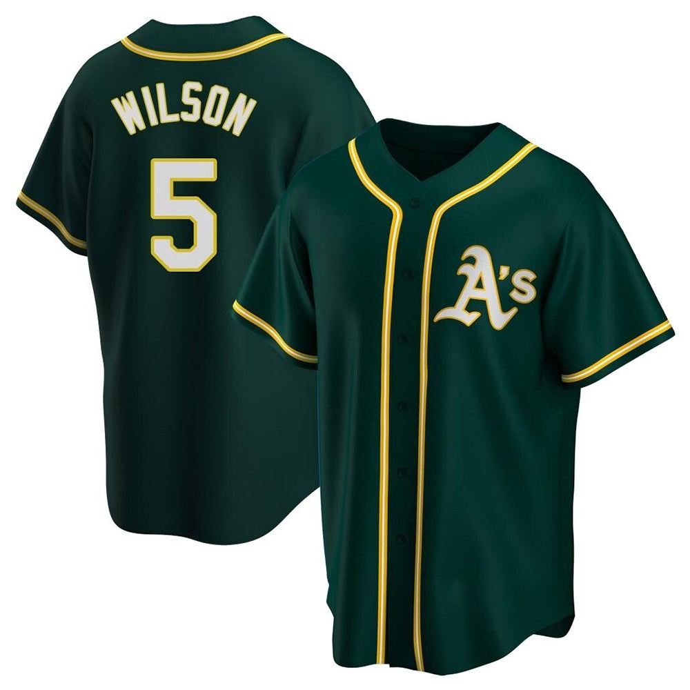 Vanessashop Athletics #5 Jacob Wilson Green Replica Alternate Stitched Jersey