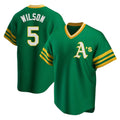 Vanessashop Athletics #5 Jacob Wilson Green Replica Cooperstown Collection T shirt Stitched Jersey