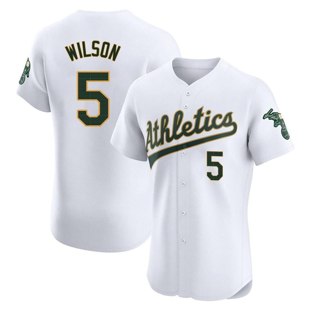 Vanessashop Athletics #5 Jacob Wilson White Elite Home Stitched Jersey