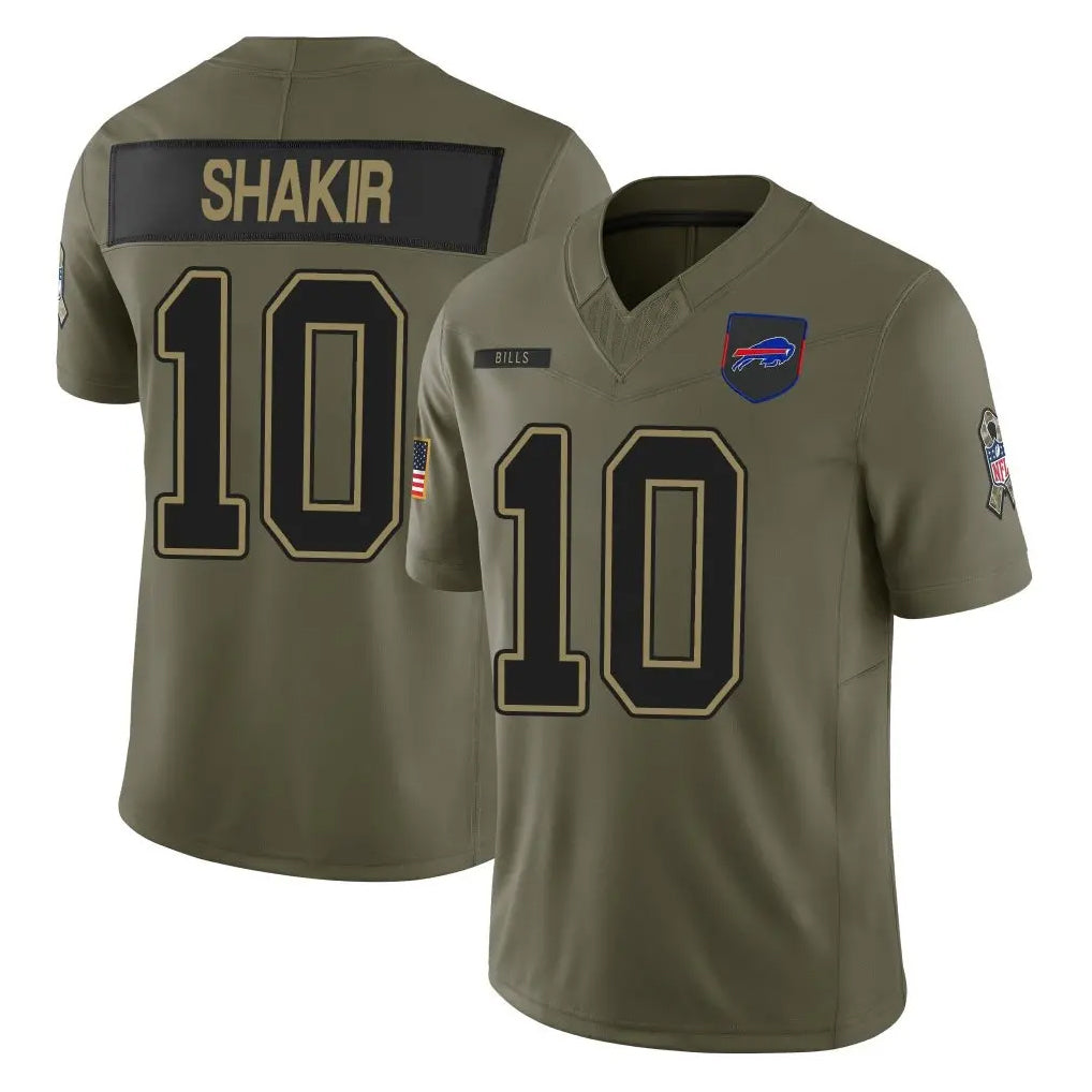 Vanessashop B.Bills #10 Khalil Shakir Player Olive Salute to Service Limited Home Game Stitched Jerseys