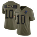 Vanessashop B.Bills #10 Khalil Shakir Player Olive Salute to Service Limited Home Game Stitched Jerseys