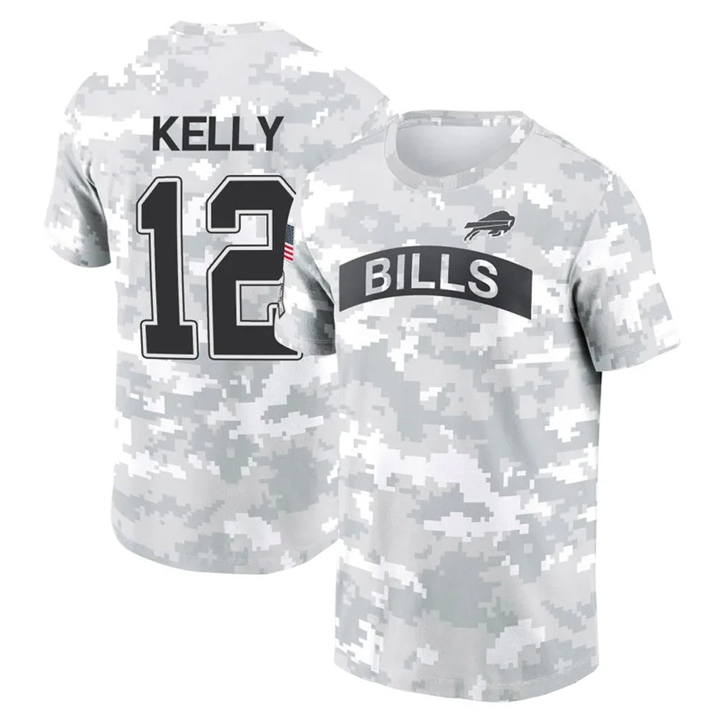 Vanessashop B.Bills #12 Jim Kelly Player Arctic Camo Salute to Service T-Shirt Hoodies Stitched Jerseys