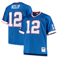 Vanessashop B.Bills #12 Jim Kelly Player Royal Mitchell & Ness Big & Tall 1990 Retired Replica Limited Stitched Jerseys
