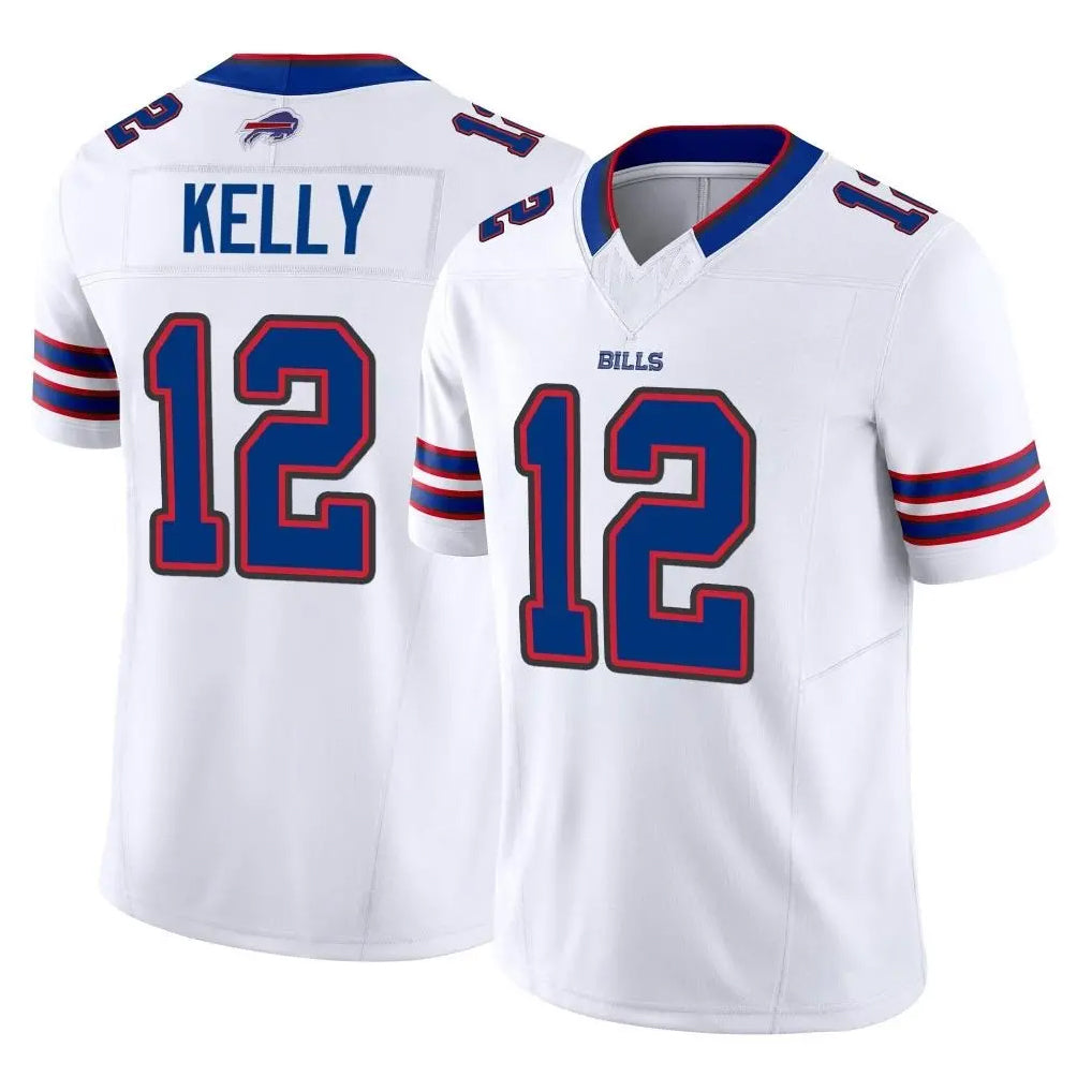 Vanessashop B.Bills #12 Jim Kelly Player White Vapor F.U.S.E. Limited Stitched Jerseys