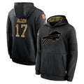 Vanessashop B.Bills #17 Josh Allen Player Black Salute to Service Hoodies Hame Stitched Jerseys