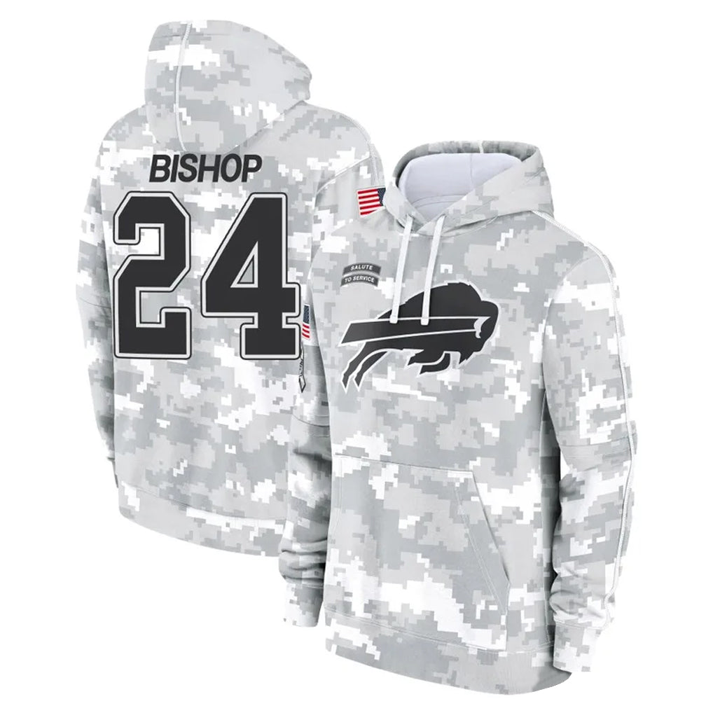 Vanessashop B.Bills #24 Cole Bishop Player Arctic Camo Salute to Service Hoodies Limited Stitched Jerseys