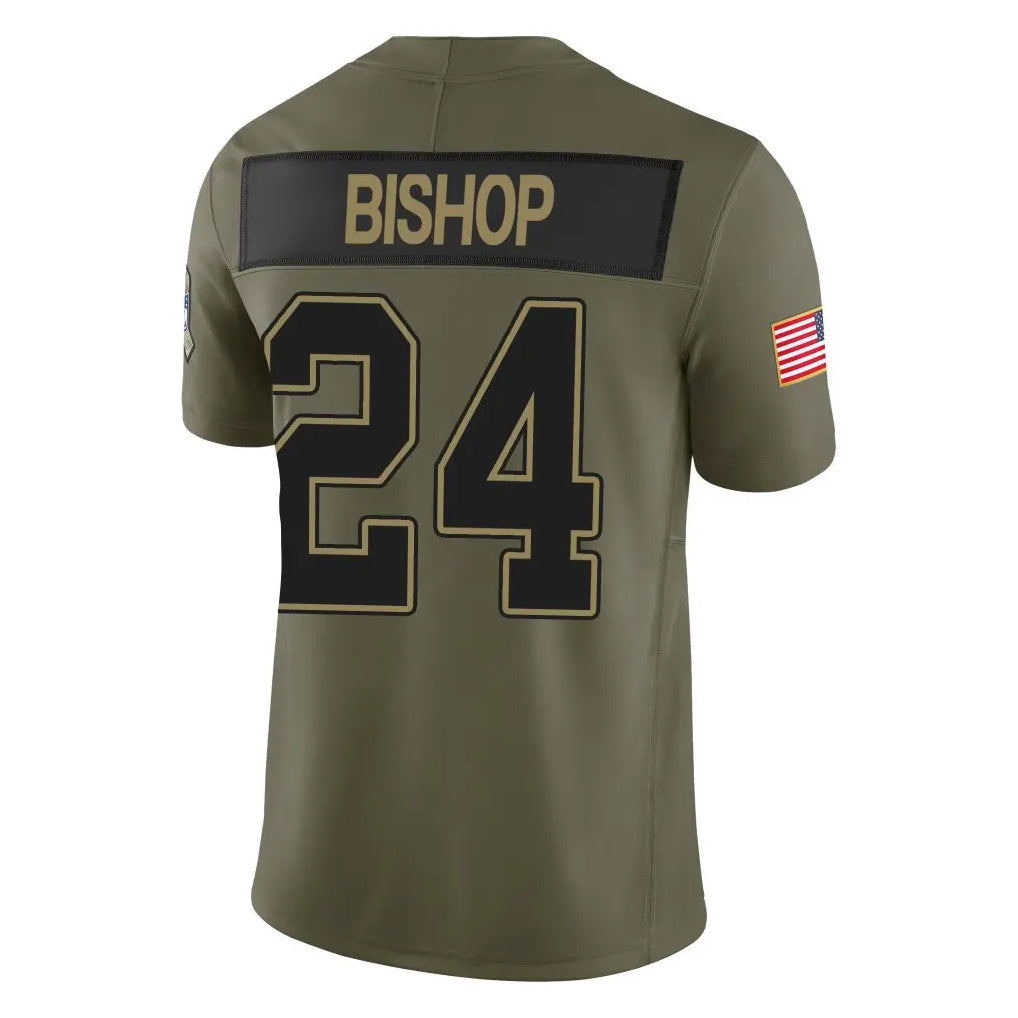 Vanessashop B.Bills #24 Cole Bishop Player Olive Salute To Service Limited Home Game Stitched Jerseys
