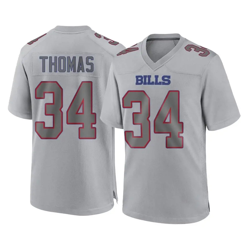 Vanessashop B.Bills #34 Thurman Thomas Player Gray Fashion Home Game Stitched Jerseys