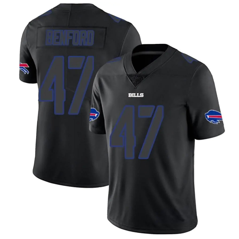 Vanessashop B.Bills #47 Christian Benford Player Black Impact Limited Stitched Jerseys