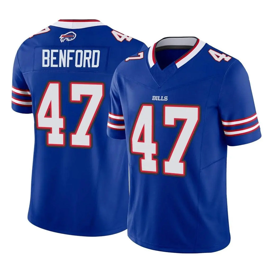 Vanessashop B.Bills #47 Christian Benford Player Royal Vapor F.U.S.E. Limited Home Game Stitched Jerseys