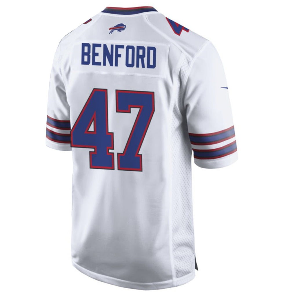 Vanessashop B.Bills #47 Christian Benford Player White Home Game Stitched Jerseys