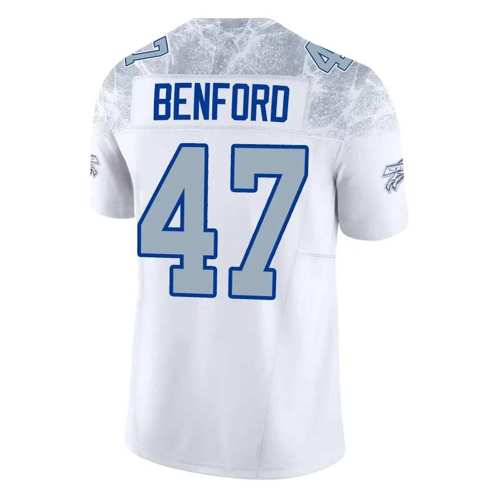 Vanessashop B.Bills #47 Christian Benford Player White Rivalries Collection Limited Home Game Stitched Jerseys