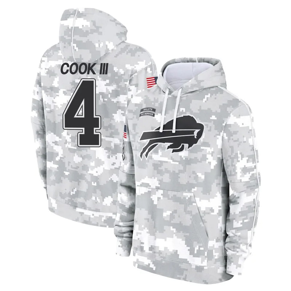 Vanessashop B.Bills #4 James Cook III Player Arctic Camo Salute to Service Hoodies Game Stitched Jerseys