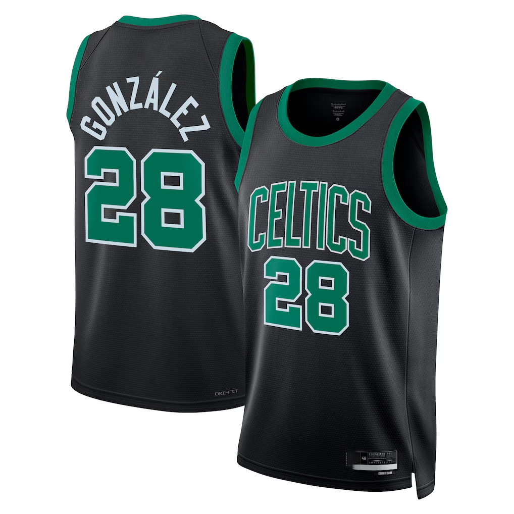 Vanessashop B.Celtics #28 Hugo Gonz¨¢lez Black Swingman Jerseys - Statement Edition