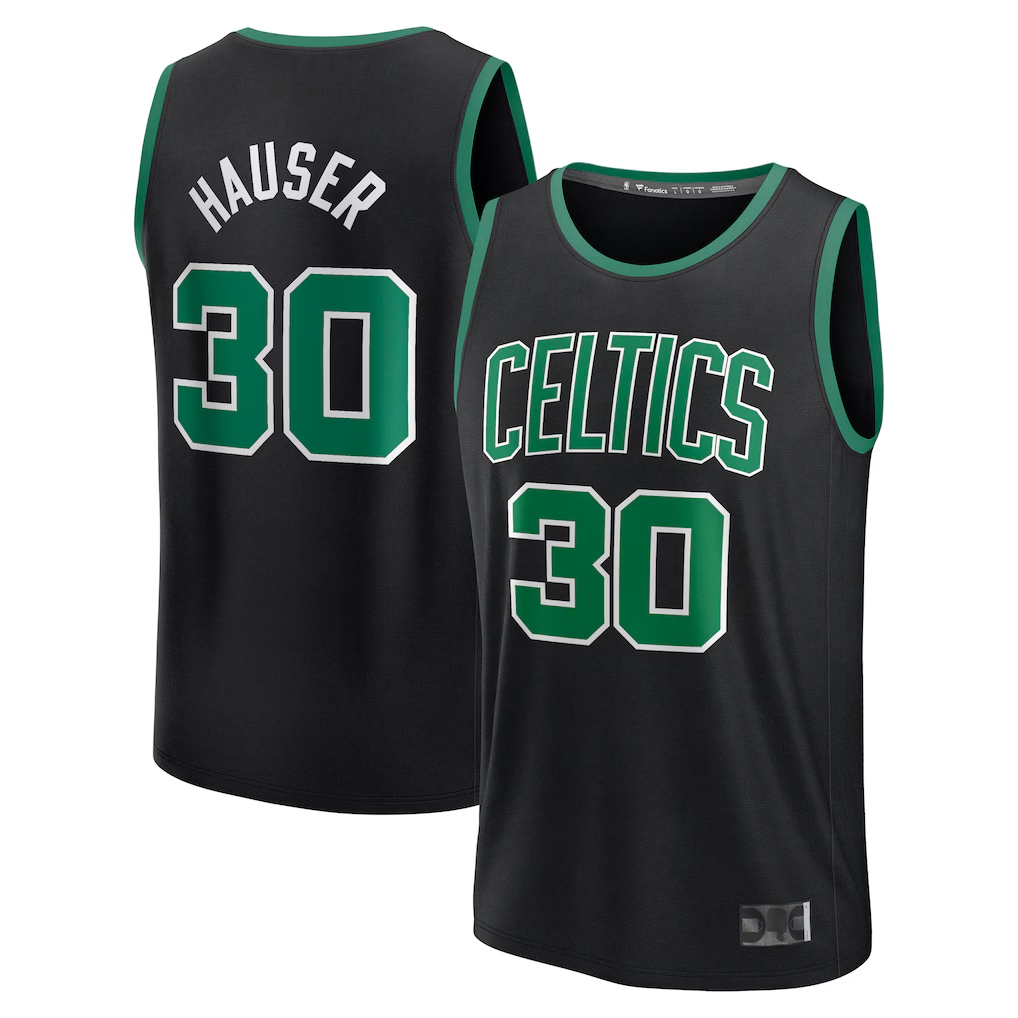 Vanessashop B.Celtics #30 Sam Hauser Black Fast Break Replica Player Jerseys - Statement Edition