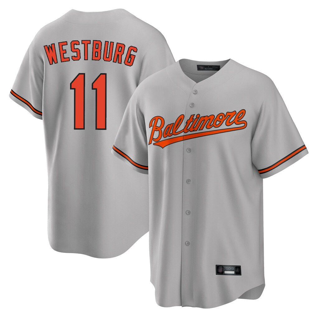 Vanessashop B.Orioles #11 Jordan Westburg Player Gray Home Game Stitched Jerseys