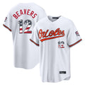 Vanessashop B.Orioles #12 Dylan Beavers Player White USA 250 Fourth of July Home Game Stitched Jerseys