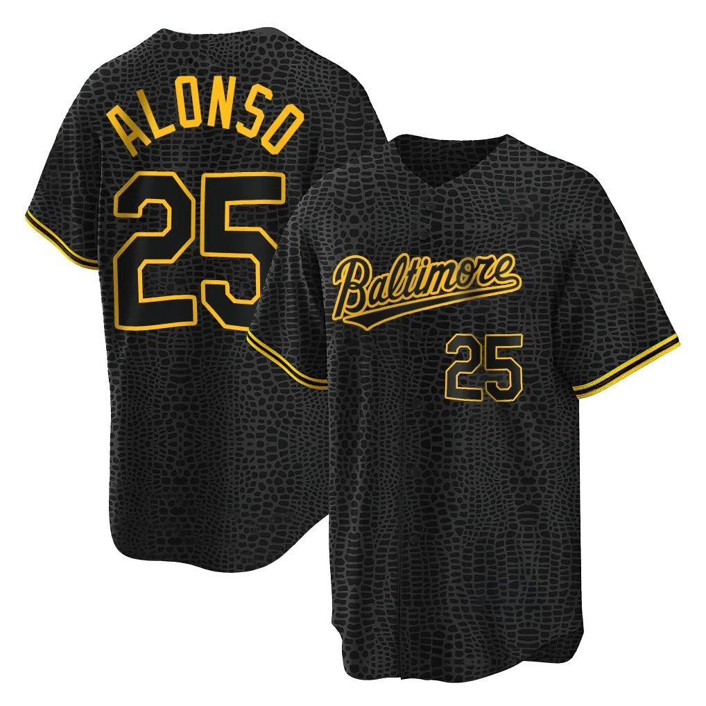 Vanessashop B.Orioles #25 Pete Alonso Player Black Snake Skin City Home Game Stitched Jerseys
