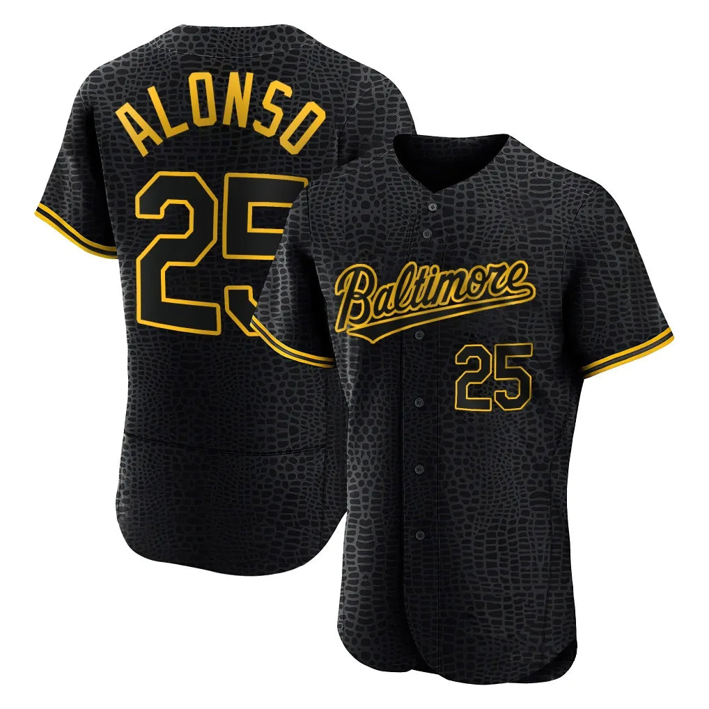 Vanessashop B.Orioles #25 Pete Alonso Player Black Snake Skin City Limited Elite Home Stitched Jerseys