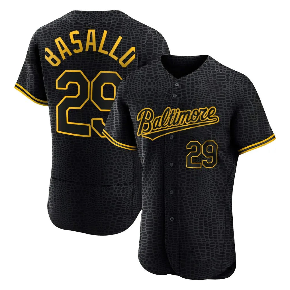 Vanessashop B.Orioles #29 Samuel Basallo Player Black Snake Skin City Limited Elite Home Stitched Jerseys