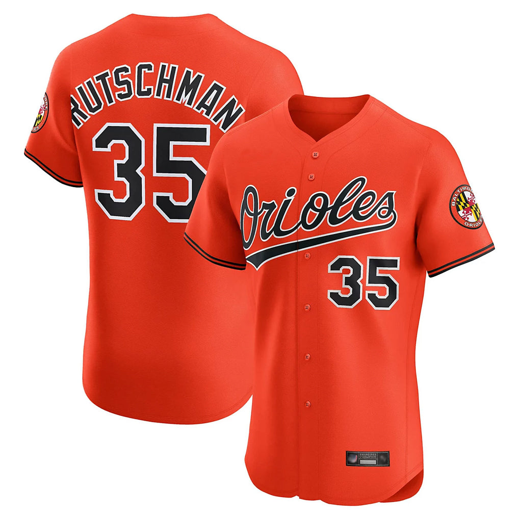 Vanessashop B.Orioles #35 Adley Rutschman Orange T-shirt Limited Home Game Stitched Jerseys