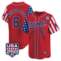 Vanessashop B.Orioles #6 Ryan Mountcastle Player Red USA 250 Independence Day Vapor Premier Limited Home Game Stitched Jerseys
