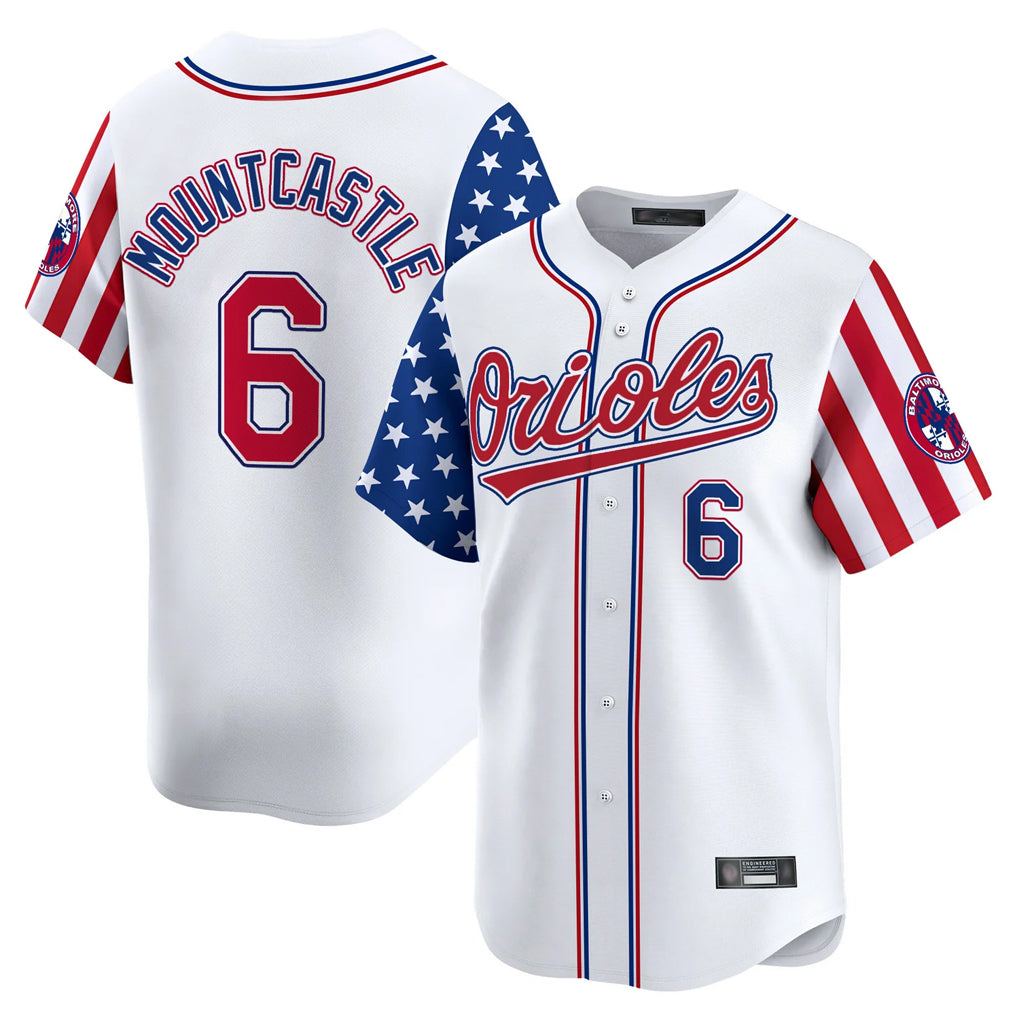 Vanessashop B.Orioles #6 Ryan Mountcastle Player White Independence Day Vapor Premier Home Game Stitched Jerseys
