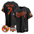Vanessashop B.Orioles #7 Jackson Holliday Player Black 30th Anniversary of 2131 Home Game Stitched Jerseys