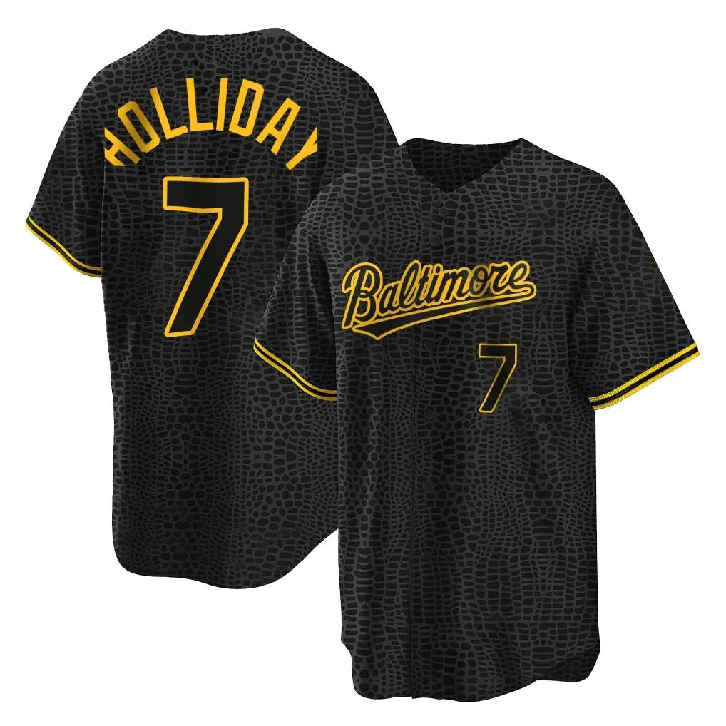 Vanessashop B.Orioles #7 Jackson Holliday Player Black Snake Skin City Home Game Stitched Jerseys