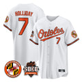 Vanessashop B.Orioles #7 Jackson Holliday Player White 30th Anniversary of 2131 Home Game Stitched Jerseys