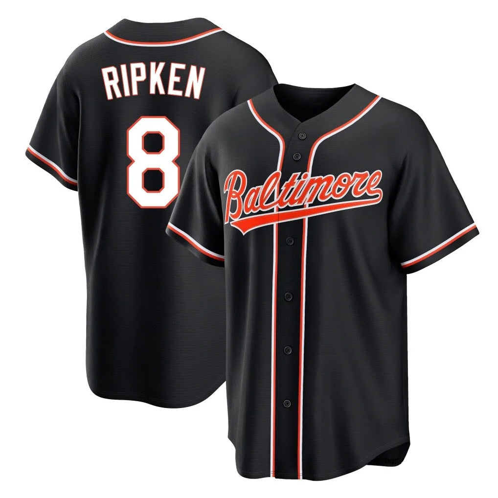 Vanessashop B.Orioles #8 Cal Ripken Player Black Out Home Game Stitched Jerseys