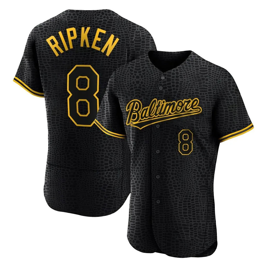 Vanessashop B.Orioles #8 Cal Ripken Player Black Snake Skin City Limited Elite Home Stitched Jerseys