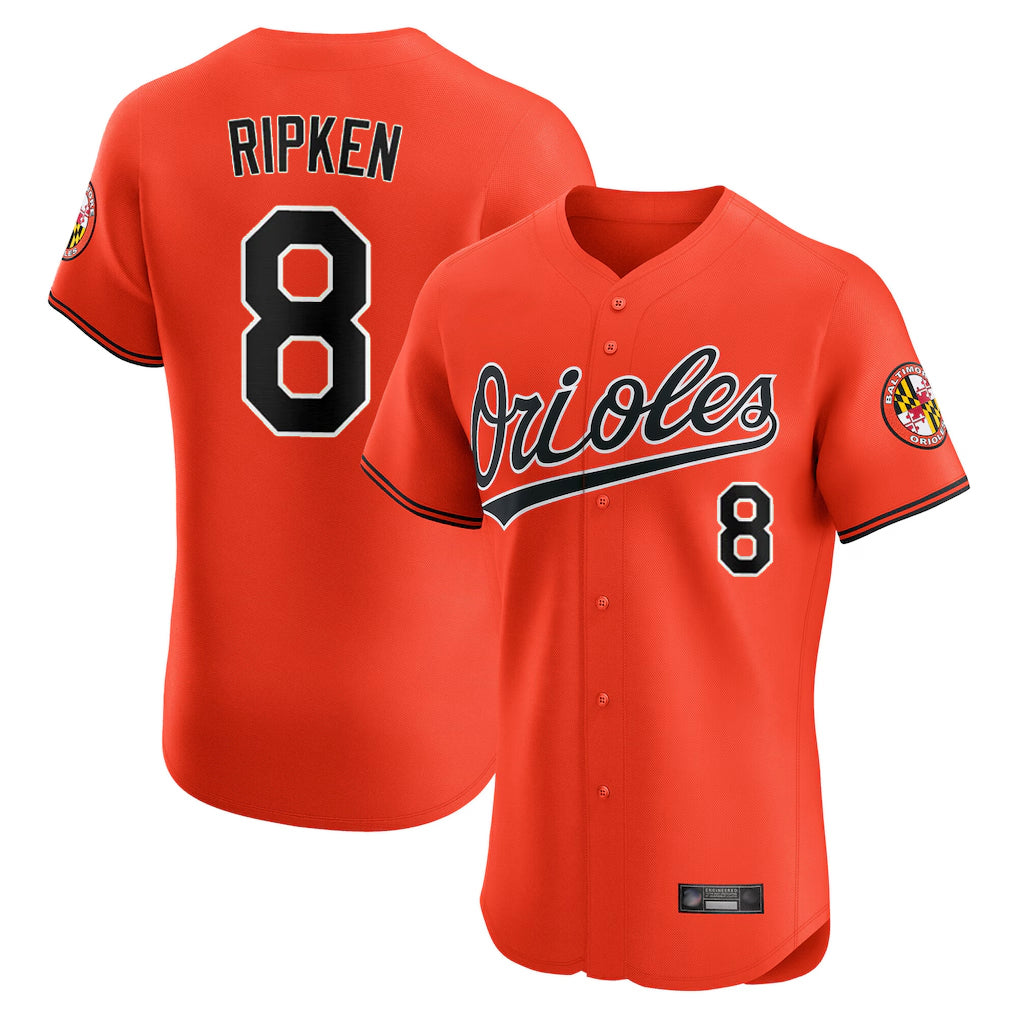Vanessashop B.Orioles #8 Cal Ripken Player Orange Limited Elite Home Game Stitched Jerseys