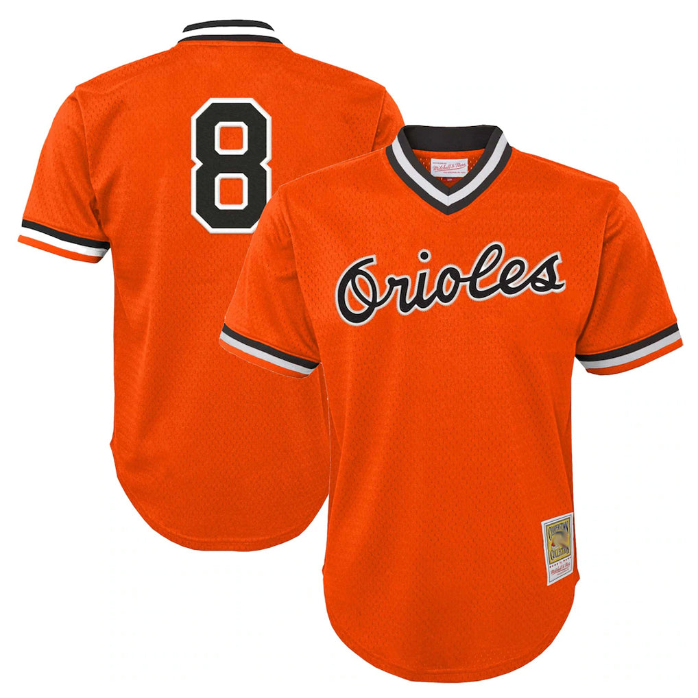 Vanessashop B.Orioles #8 Cal Ripken Player Orange Mitchell & Ness Cooperstown Collection Mesh T-shirt Game Stitched Jerseys