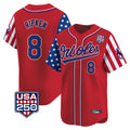 Vanessashop B.Orioles #8 Cal Ripken Player Red USA 250 Independence Day Vapor Premier Limited Home Game Stitched Jerseys