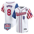 Vanessashop B.Orioles #8 Cal Ripken Player White USA 250 Independence Day Vapor Premier Limited Home Game Stitched Jerseys