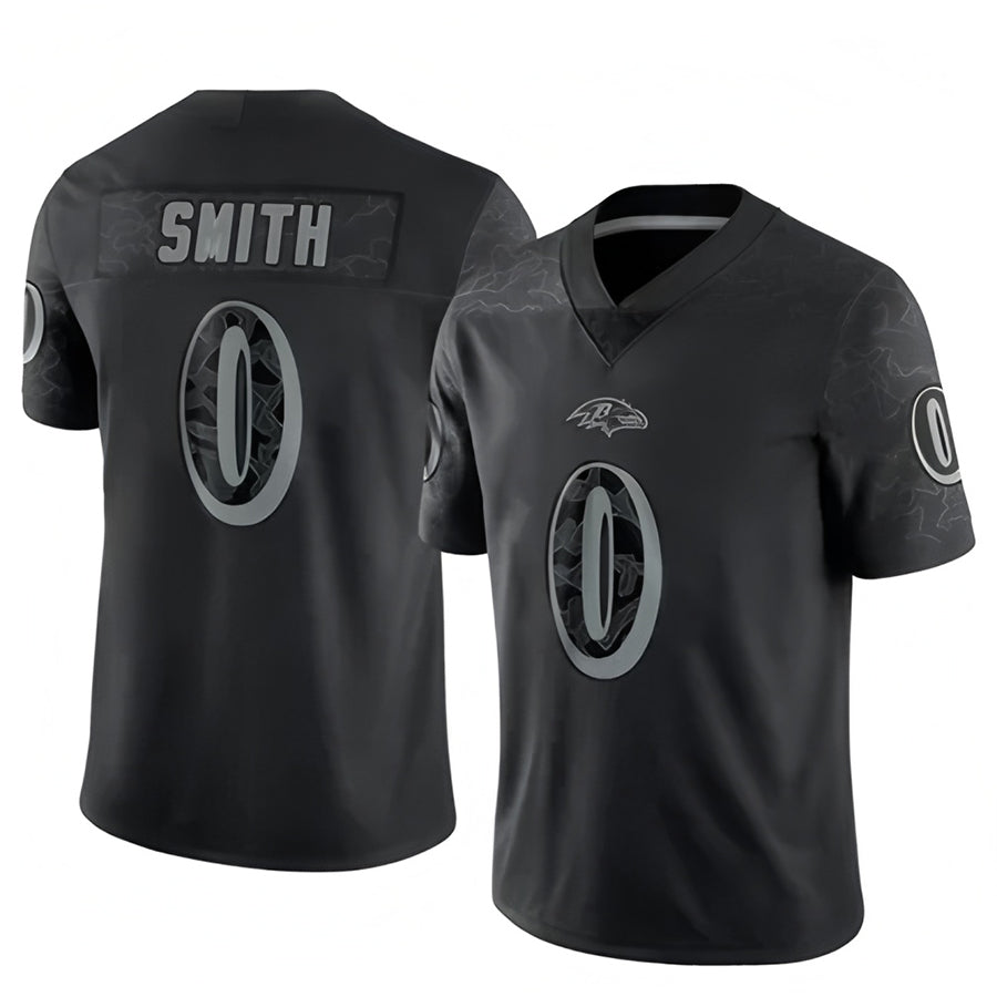 Vanessashop B.Ravens #0 Roquan Smith Player Black REFLECTIVE Limited Stitched Jerseys