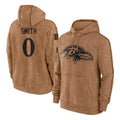 Vanessashop B.Ravens #0 Roquan Smith Player Brown Salute to Service Pullover Hoodie Stitched Jerseys
