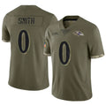 Vanessashop B.Ravens #0 Roquan Smith Player Olive Salute To Service Stitched Jerseys