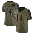 Vanessashop B.Ravens #14 Kyle Hamilton Player Olive  Salute To Service Limited Home Game Stitched Jerseys