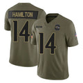 Vanessashop B.Ravens #14 Kyle Hamilton Player Olive Salute To Service Limited Home Game Stitched Jerseys