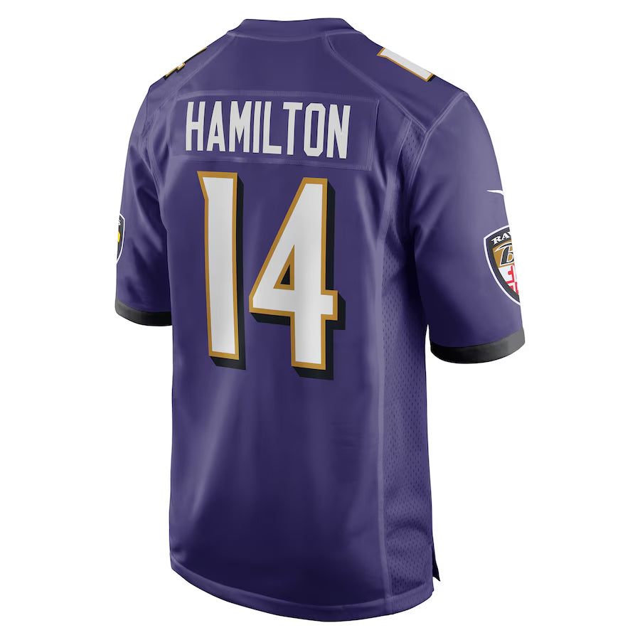 Vanessashop B.Ravens #14 Kyle Hamilton Player Purple Alternate Game Home Stitched Jerseys