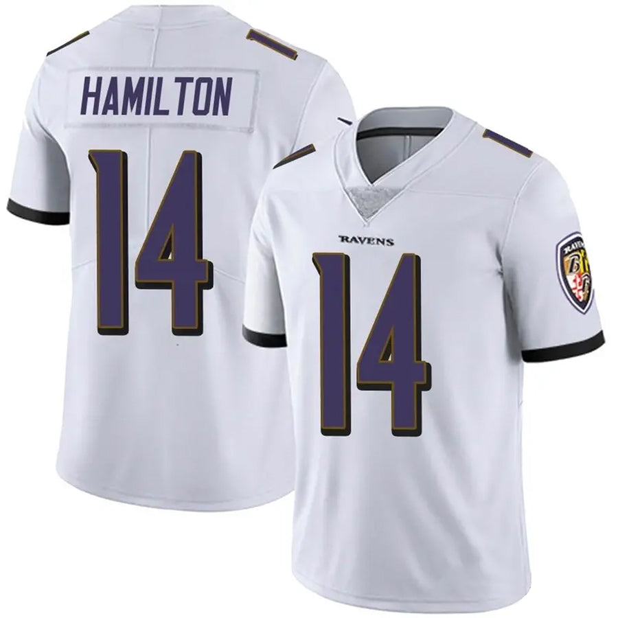 Vanessashop B.Ravens #14 Kyle Hamilton Player White Vapor F.U.S.E. Limited Stitched Jerseys