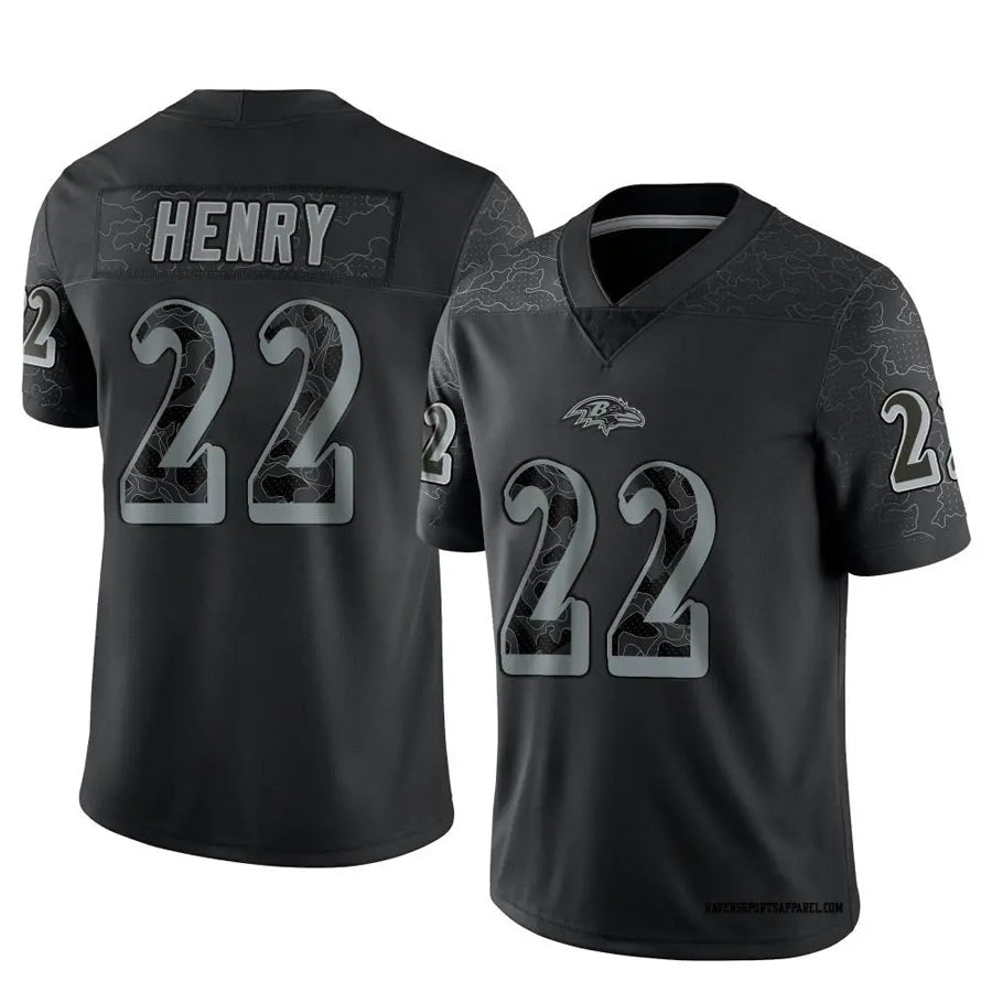 Vanessashop B.Ravens #22 Derrick Henry Player Black REFLECTIVE Limited Stitched Jerseys