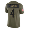 Vanessashop B.Ravens #4 Zay Flowers Player Olive Salute To Service Limited Home Game Stitched Jerseys