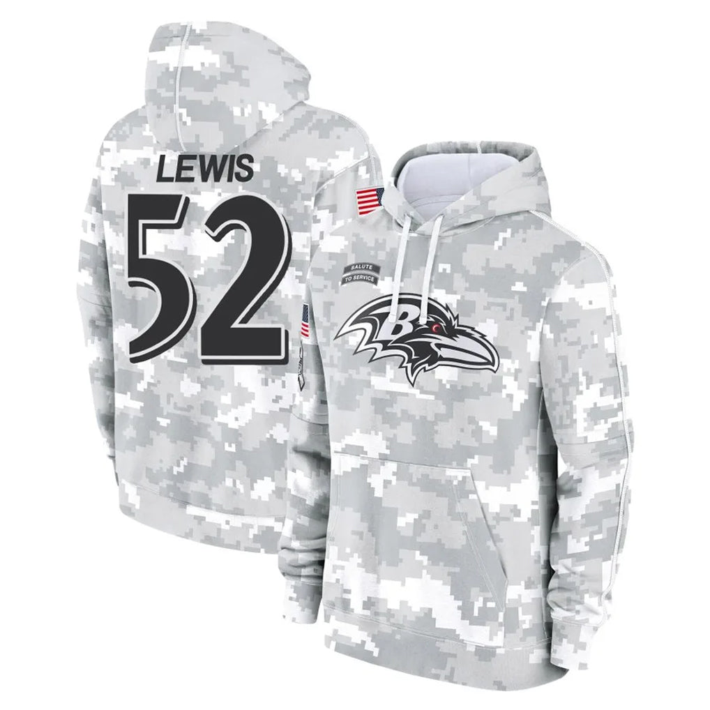 Vanessashop B.Ravens #52 Ray Lewis Player Arctic Camo Salute To Service Hoodie Stitched Jerseys