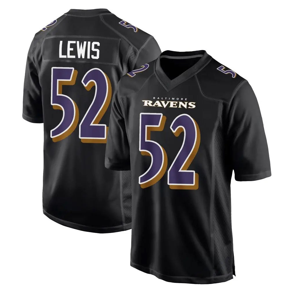 Vanessashop B.Ravens #52 Ray Lewis Player Black Carbon Fashion Home Stitched Jerseys