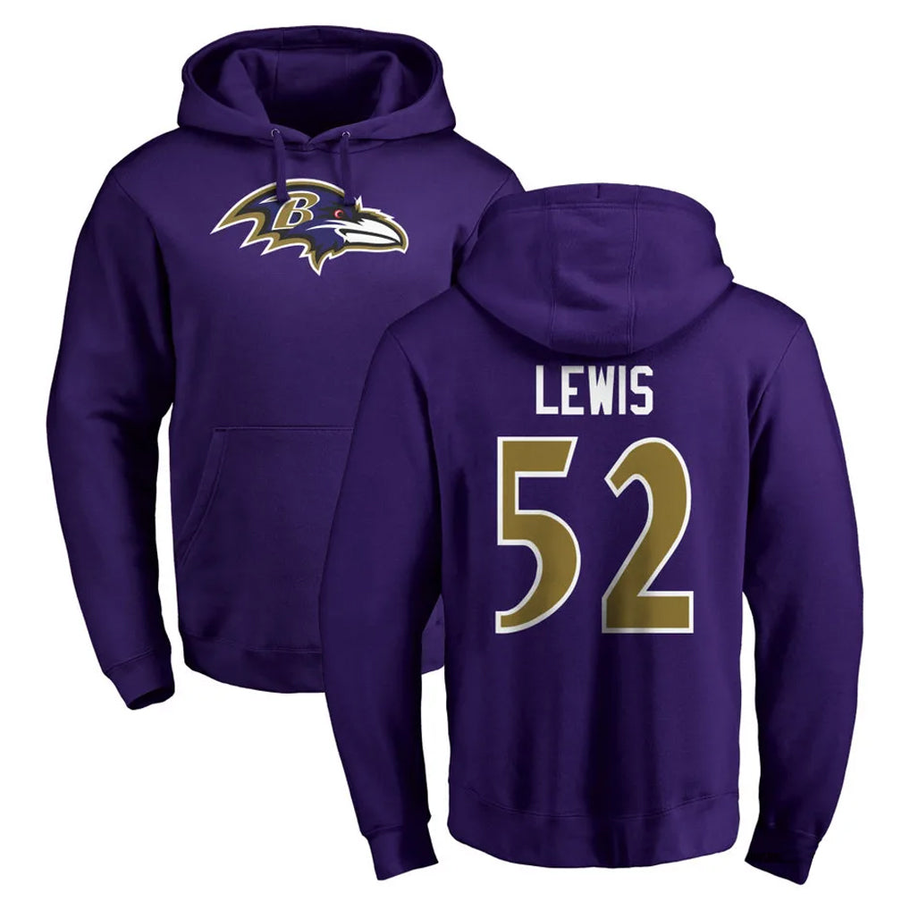 Vanessashop B.Ravens #52 Ray Lewis Player Purple Salute to Service Pullover Hoodie Stitched Jerseys